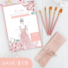 Load image into Gallery viewer, Kerrie Hess Watercolour Paper & Brush Set Bundle